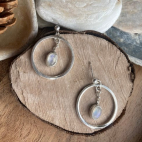 Moonstone hoop earrings