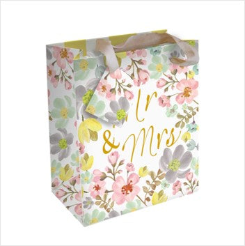 Mr & Mrs floral medium gift bag