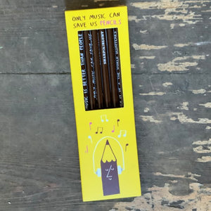 Featuring the wry witticisms of 'Sharp&Blunt', these 'only music can save us' pencils are a great way to start your own literary masterpiece!
