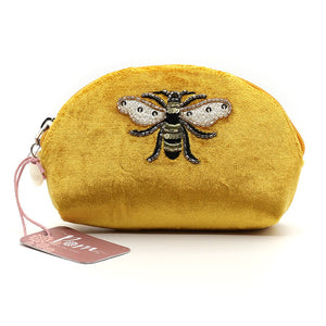 Bee embroidered beaded velvet coin purses