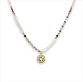 Handmade Zeyfros pink miyuki bead necklace - short