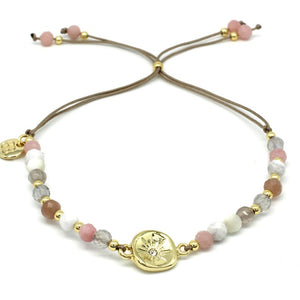 Nervia dusky pink & charm gemstone bracelet
