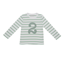 Load image into Gallery viewer, No 2 T-shirt - Seafoam &amp; white breton stripe
