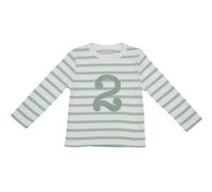 No 2 T-shirt - Seafoam & white breton stripe