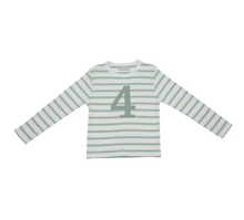 Load image into Gallery viewer, No 4 T-shirt - Seafoam &amp; white breton stripe
