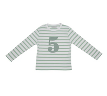 Load image into Gallery viewer, No 5 T-shirt - seafoam &amp; white breton stripe
