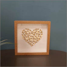 Load image into Gallery viewer, Small print - small gold butterflies in heart - oak frame
