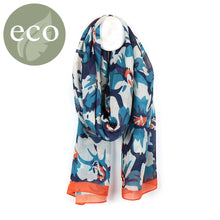 Load image into Gallery viewer, Mix graphic flower print scarf - blue
