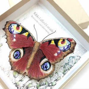 Handmade peacock butterfly brooch