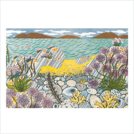 Pebble shore card by Angie Lewin