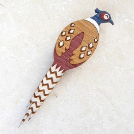 Painted pheasant brooch