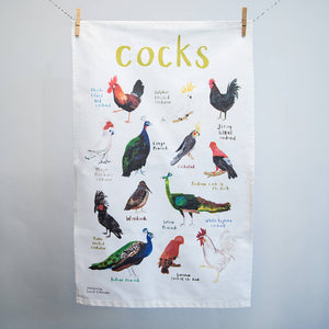 Cocks tea towel