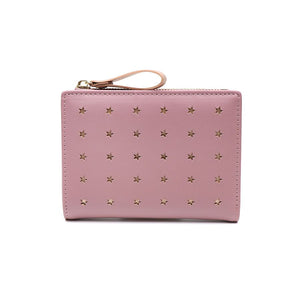 Compact purse with rose gold stars - pink