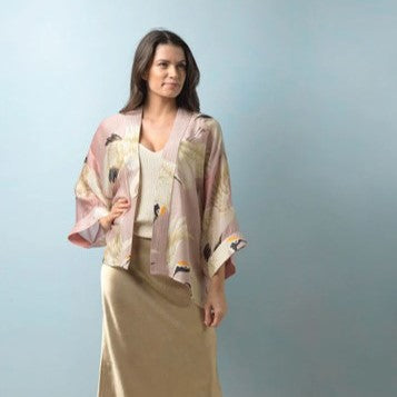Stork kimono - plaster pink