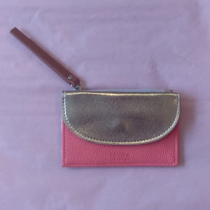 Cardholder/coin purse - rose gold/coral