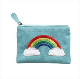 Felt rainbow purse - blue