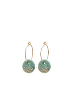Load image into Gallery viewer, Porcelain sage mist gold earrings
