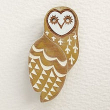 Load image into Gallery viewer, Saffron owl brooch
