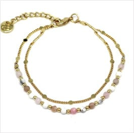 San Blas pink & gold double bracelet