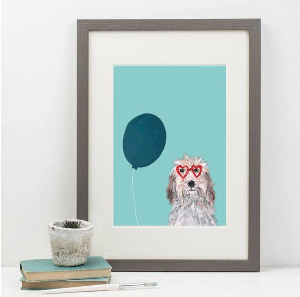 Heart shaped glasses with ballon unframed print