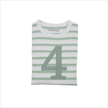 Load image into Gallery viewer, No 4 T-shirt - Seafoam &amp; white breton stripe

