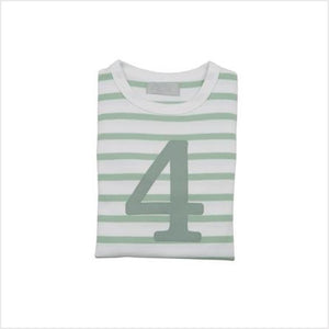 No 4 T-shirt - Seafoam & white breton stripe