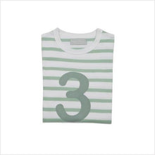 Load image into Gallery viewer, No 3 T-shirt - Seafoam &amp; white breton stripe
