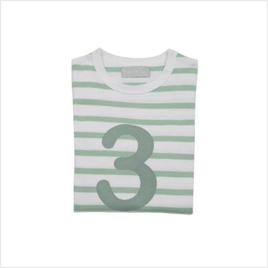 No 3 T-shirt - Seafoam & white breton stripe