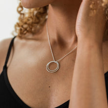 Load image into Gallery viewer, Silver double twist hoop necklace
