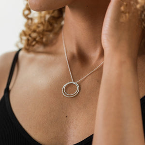 Silver double twist hoop necklace