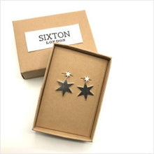 Load image into Gallery viewer, Celestial silver star earrings
