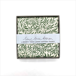 Single boxed hanky - green willow