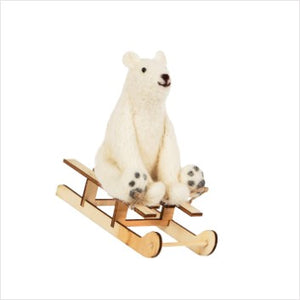 Woolly sledging polar bear Xmas dec