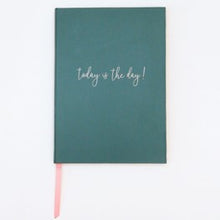 Load image into Gallery viewer, Dark green slogan hardback notebook
