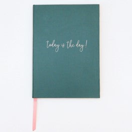 Dark green slogan hardback notebook