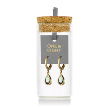 Load image into Gallery viewer, Smoke glass charm gold huggie hoop earrings
