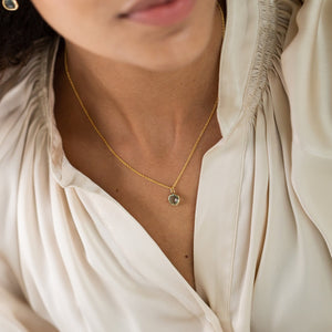 Smoke glass charm gold necklace