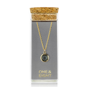 Smoke glass charm gold necklace