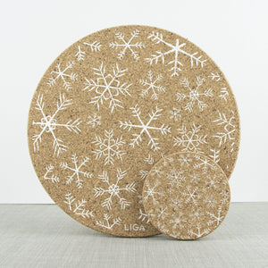 Snowflake cork coaster or placemat