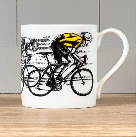 Sprint finish yellow mug