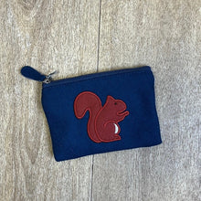 Load image into Gallery viewer, Felt squirrel purse - navy
