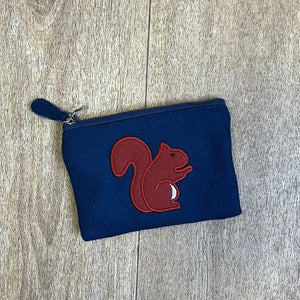 Felt squirrel purse - navy