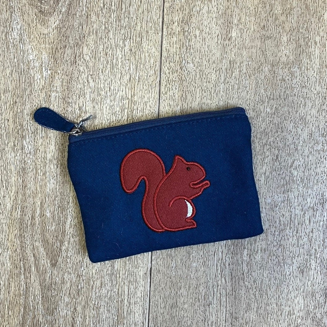 Felt squirrel purse - navy