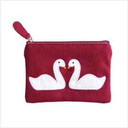 Felt swan purse - plum