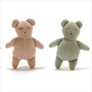 Knitted Isla teddy bear - various colours