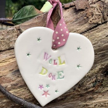 Well done handmade ceramic hanging heart