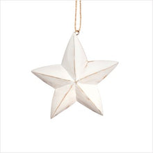 Load image into Gallery viewer, Wooden white hanging star Xmas dec - small
