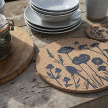 Load image into Gallery viewer, In a wonderful wildflower design, delicate and beautiful for any table.  Cork is sustainable, renewable and recyclable - practical too, water impermeable and easily wipe clean and insulating.
