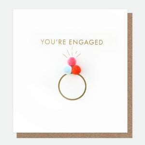 Mini poms ring engagement card