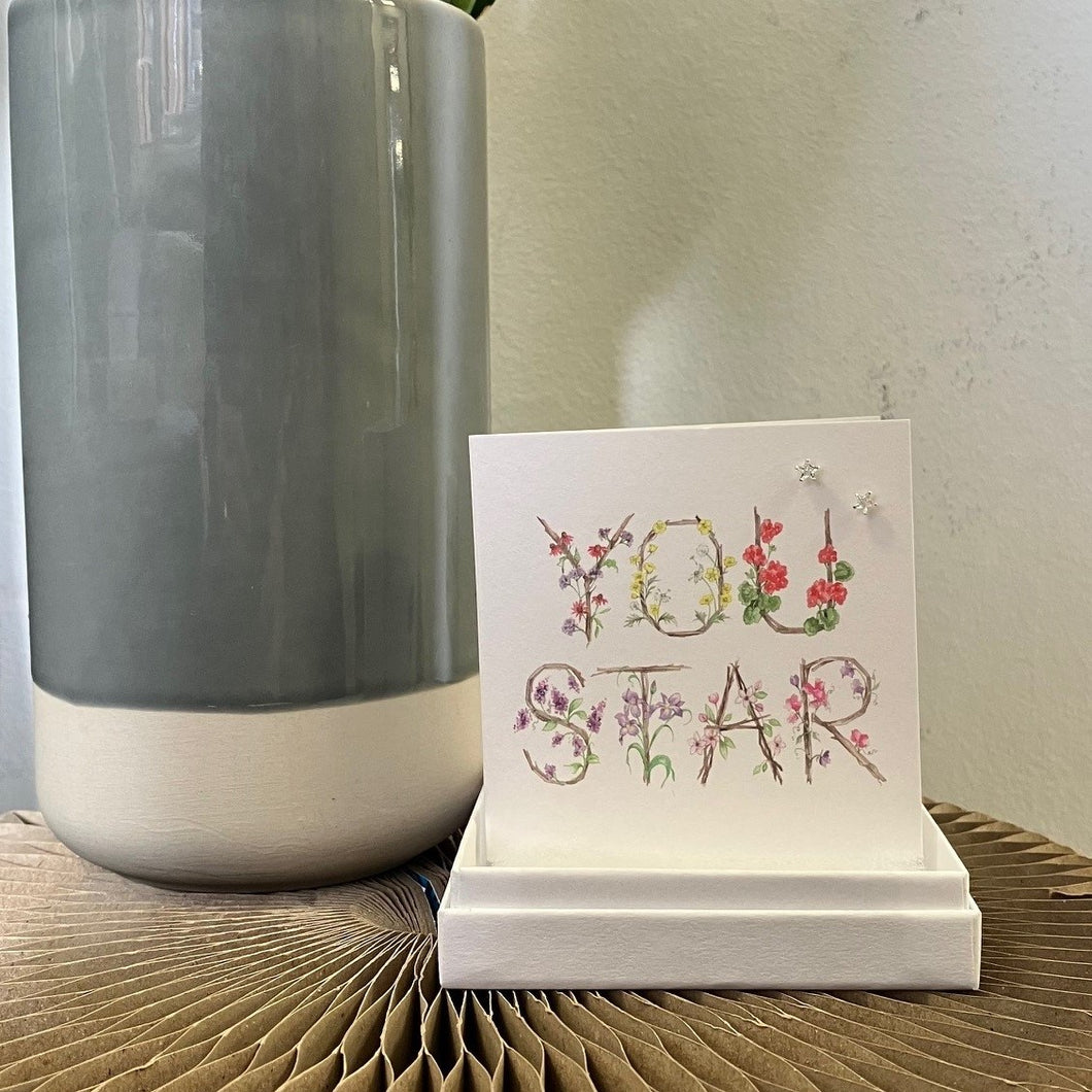 Boxed earrings card - you star